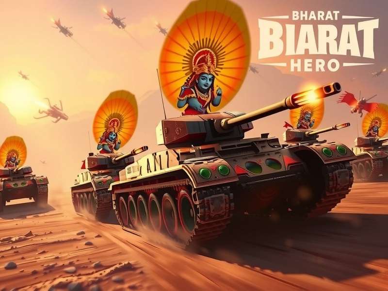 Bharat Tank Hero gameplay screenshot showing Indian tanks in battle